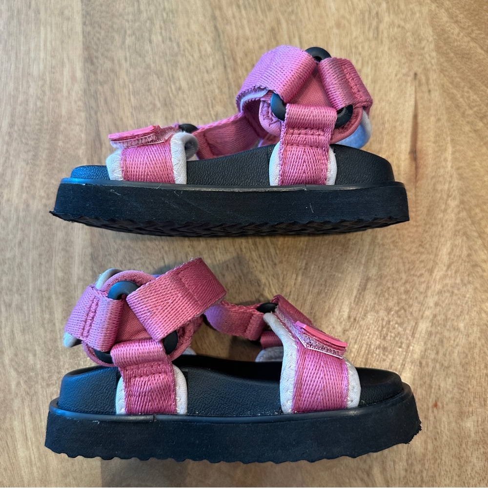 Baby GAP Pink and Black Trek-style Sandals with Adjustable Straps - Picture 2 of 5